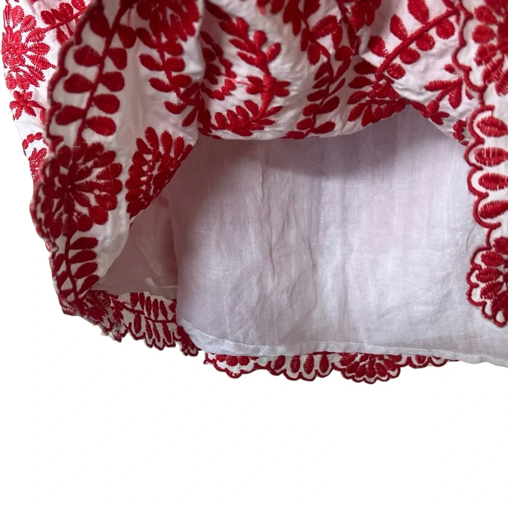 Entro red and white fully floral embroidered off the shoulder mini dress - Picture 11 of 14